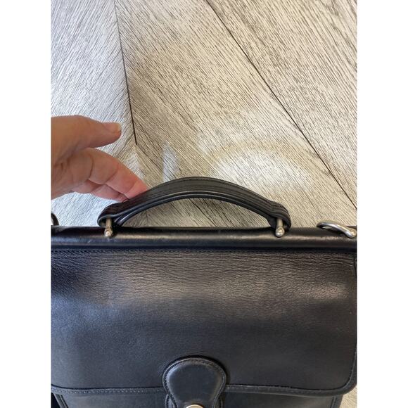 VTG Coach Black Leather Silver Hardware Willis Bag Crossbody Satchel Bag Purse - Picture 2 of 16